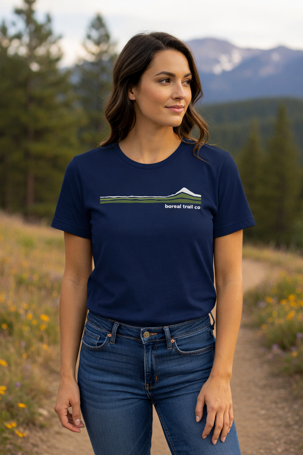 Boreal Trail Co Forest Logo Stripes Women’s Tee