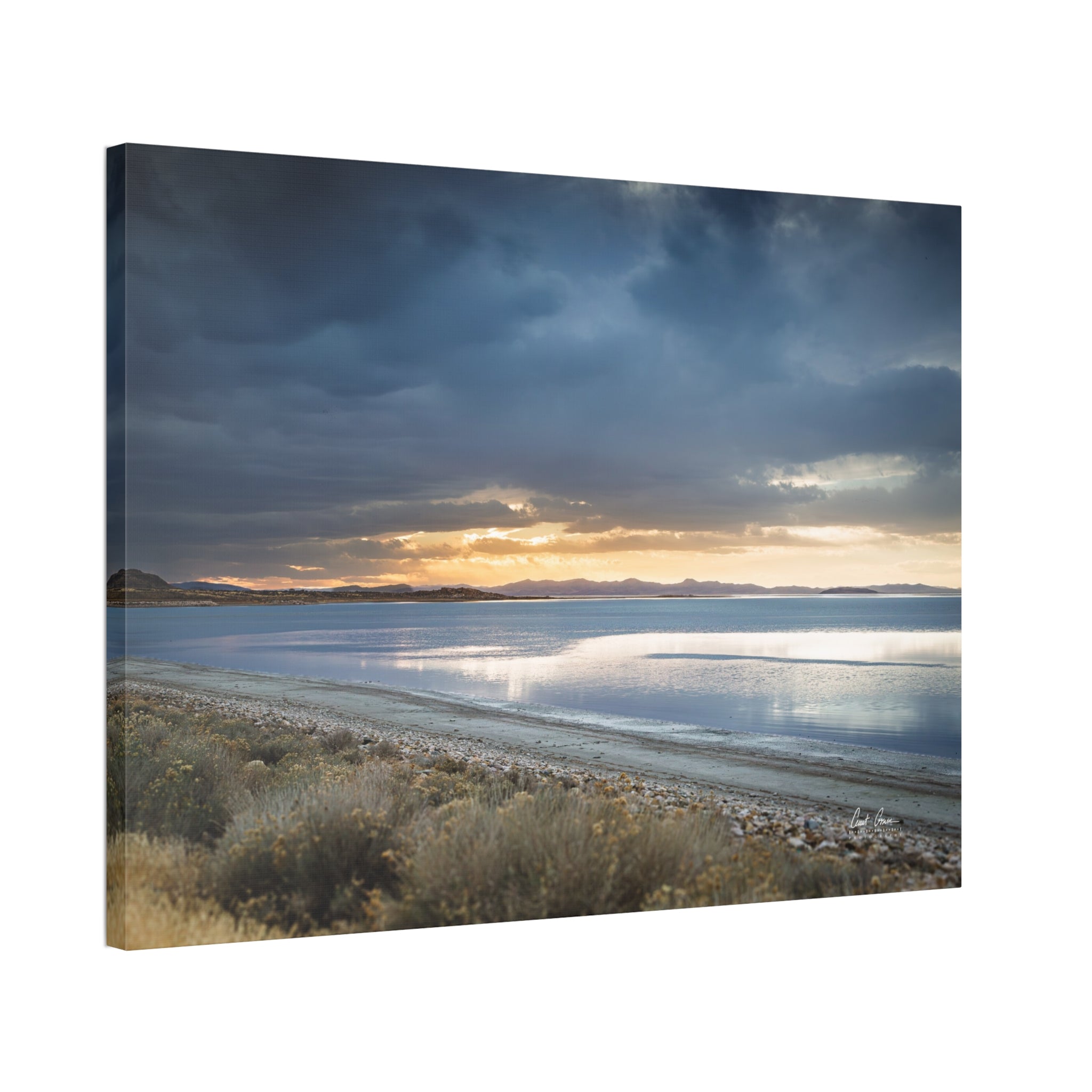 Sunset Over Great Salt Lake Photo on Canvas
