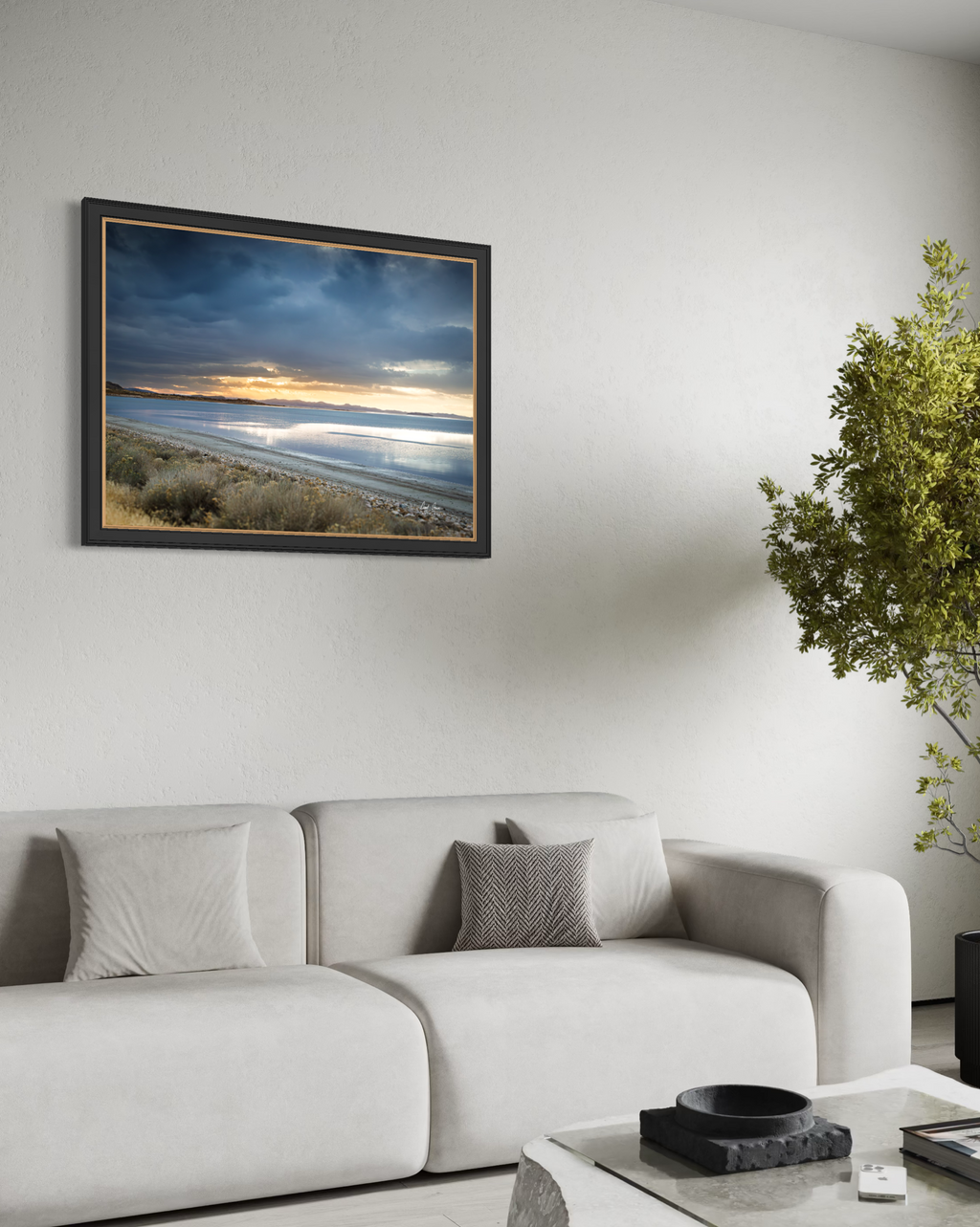 Sunset Over Great Salt Lake Photo on Canvas