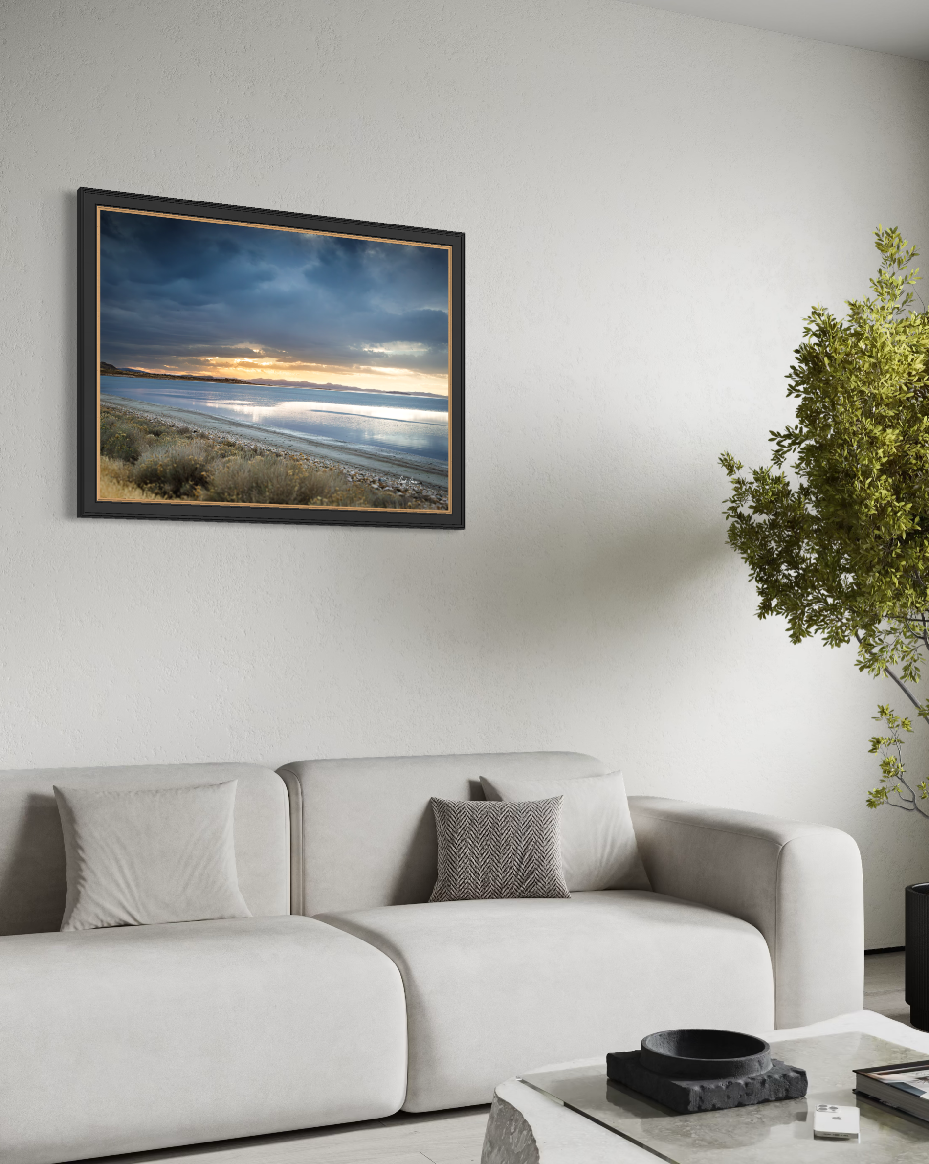 Sunset Over Great Salt Lake Photo on Canvas